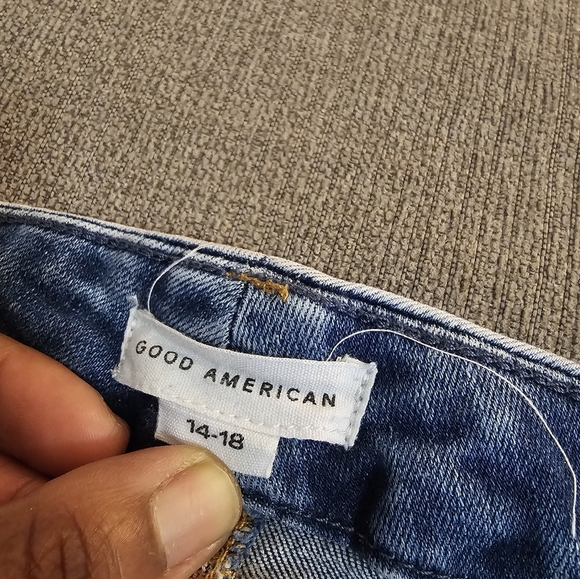 Good American Distressed High Rise Denim Casual Medium Wash Jeams Size 14-18 - Picture 6 of 8